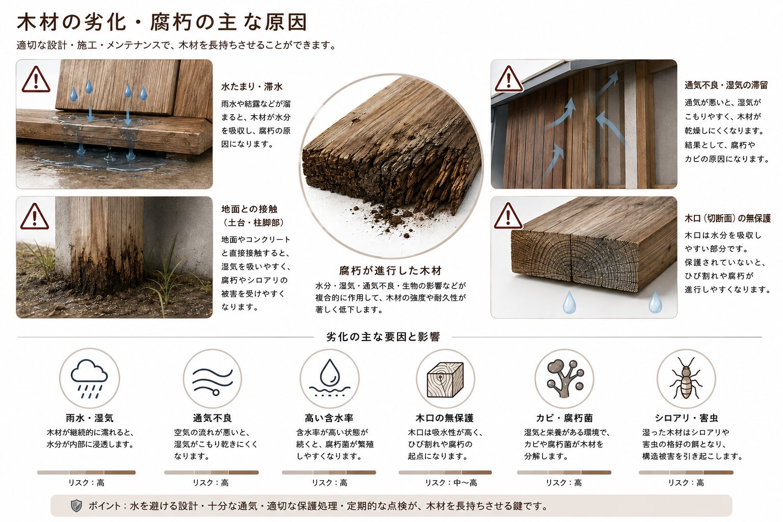 サーモウッドが腐る原因と対策