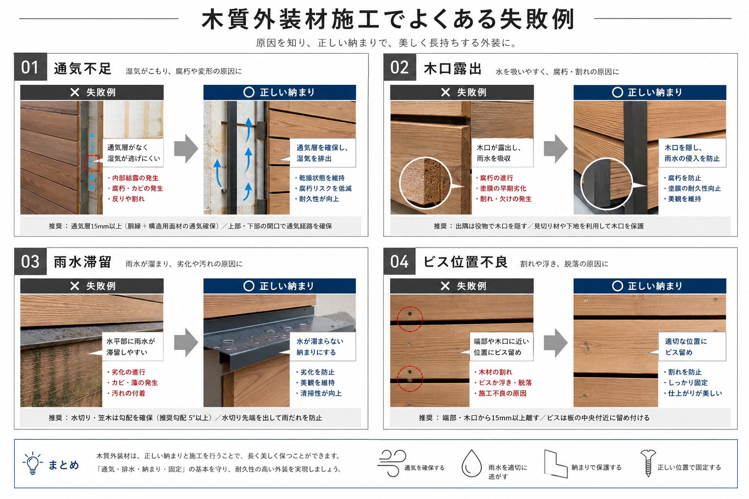 木質外装材施工でよくある失敗例