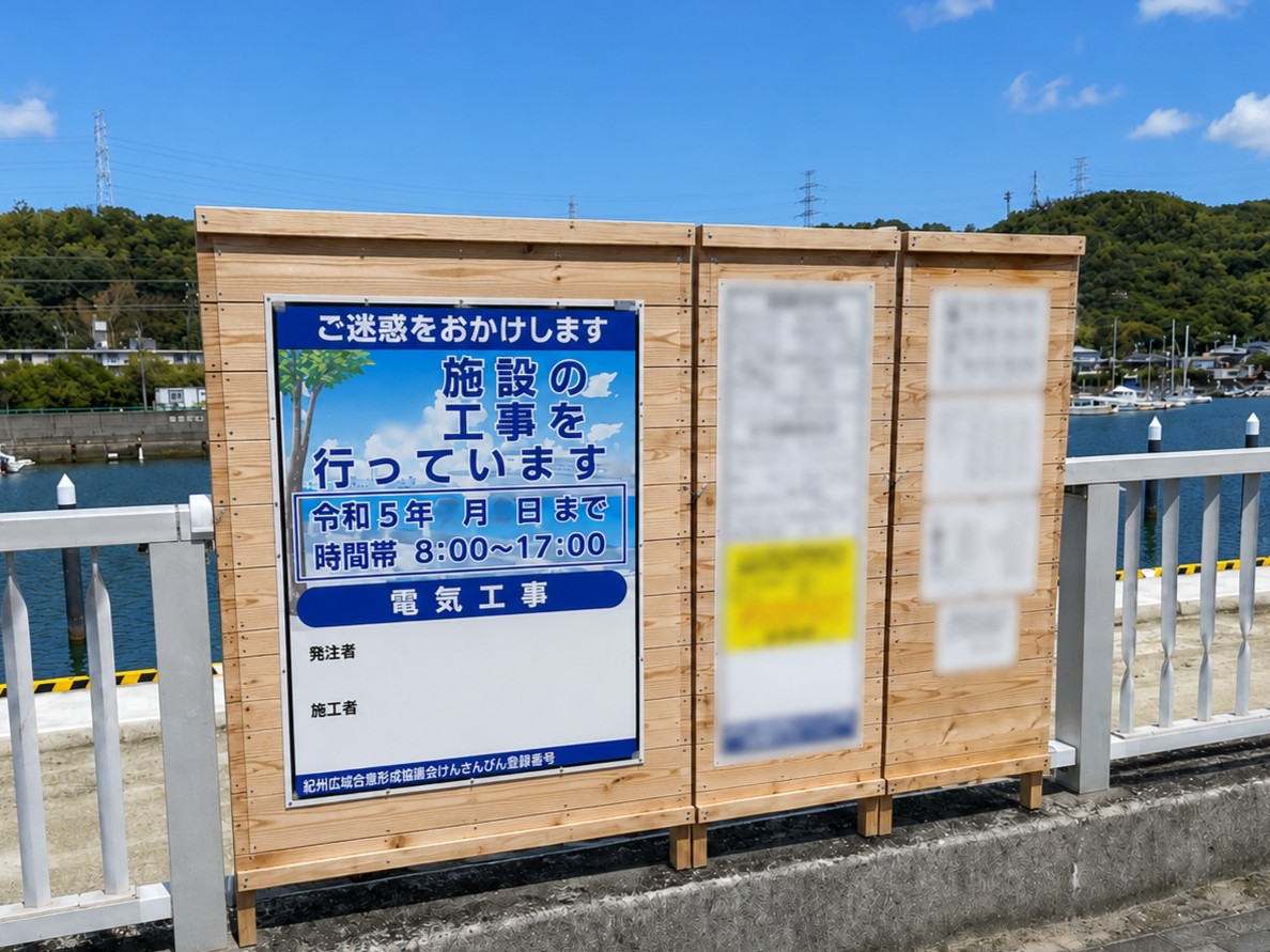 けんさんぴん登録 紀州材木製工事看板